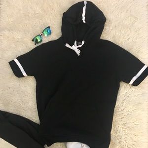Black and White Hooded Shirt